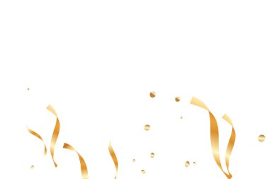  Altın konfetileri, kurdeleler. Parıldıyor. Bokeh geçmişi. Soyut altın yıldönümü davetiye şablonu. Düğün konsepti kartı. Uçan soyut parçacıklar. Patlama kutlama kartı.