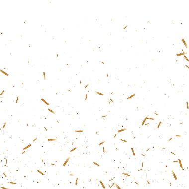  Altın konfetileri, kurdeleler. Parıldıyor. Bokeh geçmişi. Soyut altın yıldönümü davetiye şablonu. Düğün konsepti kartı. Uçan soyut parçacıklar. Patlama kutlama kartı.