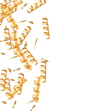  Altın konfetileri, kurdeleler. Parıldıyor. Bokeh geçmişi. Soyut altın yıldönümü davetiye şablonu. Düğün konsepti kartı. Uçan soyut parçacıklar. Patlama kutlama kartı.