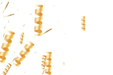  Altın konfetileri, kurdeleler. Parıldıyor. Bokeh geçmişi. Soyut altın yıldönümü davetiye şablonu. Düğün konsepti kartı. Uçan soyut parçacıklar. Patlama kutlama kartı.