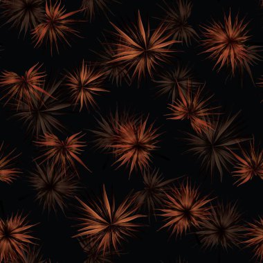 Palm Monstera Kusursuz Düzen. Turuncu Siyah Tropikal Yaz Arkaplanı. Plaj Ormanı Mayo Tasarımı Yaprakları. Lei Uyum. Klasik Hawai baskısı. Egzotik doku. Botanik fayansları.