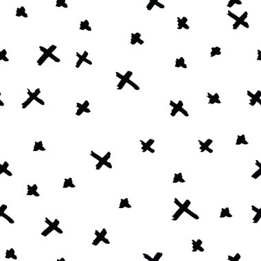 Çapraz model. Siyah, beyaz, geometrik, pürüzsüz doku. Tek renkli tasarım baskısı. Fütürist grafik tekrar eden fayans. Mürekkeple çizilmiş geometri arka planı. Soyut soyut doğrusal süsleme. 