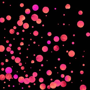 Kırmızı konfeti arka planı. Düşen gül ışıltısı. Davetiye, düğün, doğum günü, Noel kartı için grafiksel tasarım. Sevgililer Günü arkaplanı. Soyut parçacıklar patlar. Vektör şablonu. 