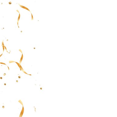  Altın konfetileri, kurdeleler. Parıldıyor. Bokeh geçmişi. Soyut altın yıldönümü davetiye şablonu. Düğün konsepti kartı. Uçan soyut parçacıklar. Patlama kutlama kartı.