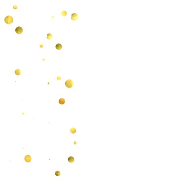 Yuvarlak altın konfetisi. Işık vektörü arka planı kutlar. Suluboya altın parıltılar ve noktalar. Makbuz arkaplanı. Noel partisi davetiye şablonu. Düşen altın konfetileri. Parıldayan arkaplan. 