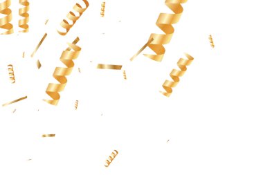  Altın konfetileri, kurdeleler. Parıldıyor. Bokeh geçmişi. Soyut altın yıldönümü davetiye şablonu. Düğün konsepti kartı. Uçan soyut parçacıklar. Patlama kutlama kartı.