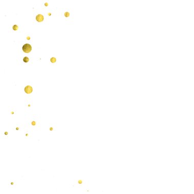 Yuvarlak altın konfetisi. Parıldayan vektör arka planı kutlar. Suluboya altın parıltılar ve noktalar. Patlama arkaplanı. Lüks davetiye şablonu. Düşen altın konfetileri. Parıldayan arkaplan. 