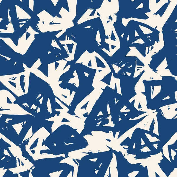 Üçgen desen. Mavi, beyaz, geometrik, dikişsiz doku. Düz vektör tasarım baskısı. Japonca grafik tekrar eden fayans. Kimono geçmişi. Soyut soyut doğrusal süsleme