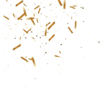  Altın konfetileri, kurdeleler. Parıldıyor. Bokeh geçmişi. Soyut altın yıldönümü davetiye şablonu. Düğün konsepti kartı. Uçan soyut parçacıklar. Patlama kutlama kartı.