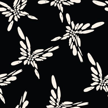 Siyah kelebek dikişsiz izi. Güve deseni. Şirin vektör tasarımı. Retro stilize fayans. Sinek çizimi. Romantik kelebek devamlı mayo süsü. Doğal organik güve izi..