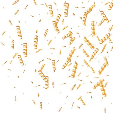  Altın konfetileri, kurdeleler. Parıldıyor. Bokeh geçmişi. Soyut altın yıldönümü davetiye şablonu. Düğün konsepti kartı. Uçan soyut parçacıklar. Patlama kutlama kartı.