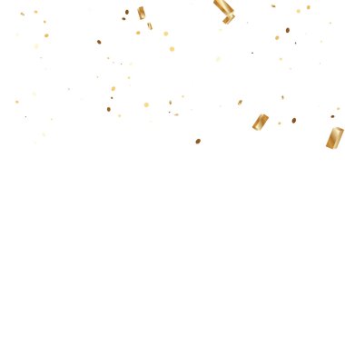  Altın konfetileri, kurdeleler. Parıldıyor. Bokeh geçmişi. Soyut altın yıldönümü davetiye şablonu. Düğün konsepti kartı. Uçan soyut parçacıklar. Patlama kutlama kartı.