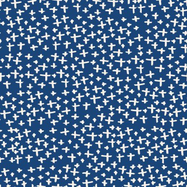 Çapraz model. Mavi, beyaz, geometrik, dikişsiz doku. Hippi moda baskısı. Mimalistik grafik tekrar eden fayans. Basit geometri arkaplanı. Soyut soyut doğrusal süsleme. 