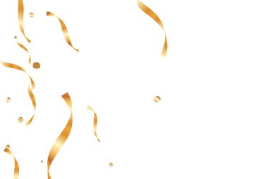  Altın konfetileri, kurdeleler. Parıldıyor. Bokeh geçmişi. Soyut altın yıldönümü davetiye şablonu. Düğün konsepti kartı. Uçan soyut parçacıklar. Patlama kutlama kartı.