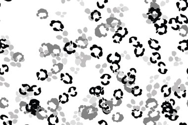 Leopar siyah, beyaz, gri vektör arkaplan. Mürekkeple çizilmiş hayvan kamuflajı. Leopar desenli yaz arkaplanı. Doymuş kabile baskısı. Minimum geometrik Afrikalı kaplama şablonu. İzole edilmiş siluet.