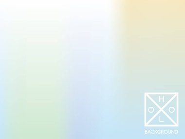 Holografik gradyan arkaplan. Sarı, yeşil, kırmızı, pembe, mavi, mor, morumsu sıvı renkler. Gökkuşağının vektör pastel örtüsü. Hippi dokusu. Çok renkli arkaplan hologramı. Yanardöner trend folyo.