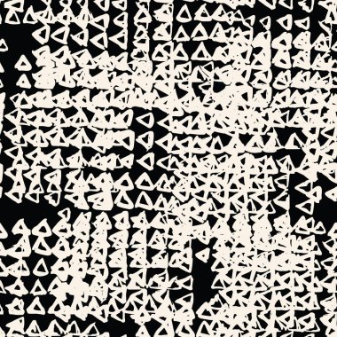 Üçgen boyalı desen. Shibori siyah beyaz arka plan. Geometrik Çin mürekkebi doğal baskı. Organik Japon tasarımı. Suluboya Endonezya fayansı. Üçgen kusursuz desen. Japon kimonosu baskısı.