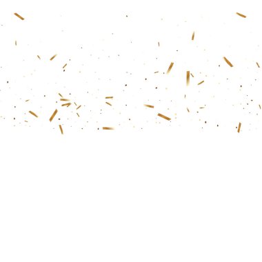  Altın konfetileri, kurdeleler. Parıldıyor. Bokeh geçmişi. Soyut altın yıldönümü davetiye şablonu. Düğün konsepti kartı. Uçan soyut parçacıklar. Patlama kutlama kartı.