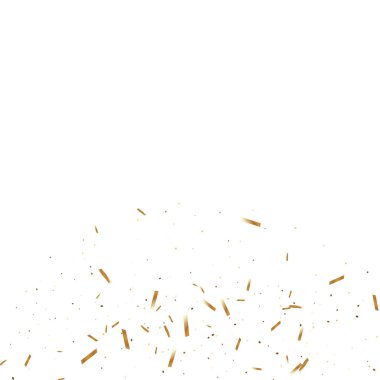  Altın konfetileri, kurdeleler. Parıldıyor. Bokeh geçmişi. Soyut altın yıldönümü davetiye şablonu. Düğün konsepti kartı. Uçan soyut parçacıklar. Patlama kutlama kartı.