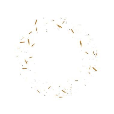  Altın konfetileri, kurdeleler. Parıldıyor. Bokeh geçmişi. Soyut altın yıldönümü davetiye şablonu. Düğün konsepti kartı. Uçan soyut parçacıklar. Patlama kutlama kartı.