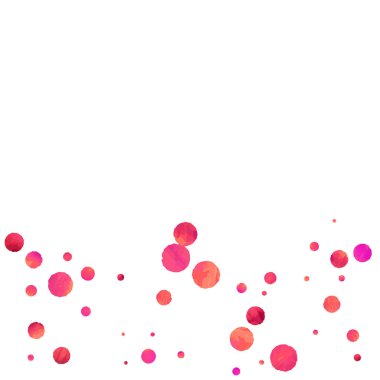 Kırmızı konfeti arka planı. Düşen gül ışıltısı. Davetiye, düğün, doğum günü, Noel kartı için grafiksel tasarım. Mutlu sürpriz fon. Soyut parçacık pankartı. Vektör şablonu. 