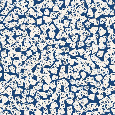 Üçgen desen. Mavi, beyaz, geometrik, dikişsiz doku. Tek renkli tasarım baskısı. Mimalistik grafik tekrar eden fayans. Mürekkeple çizilmiş geometri arka planı. Soyut soyut doğrusal süsleme
