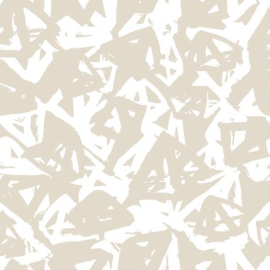 Üçgen desen. Beyaz fildişi geometrik dikişsiz doku. Tek renkli tasarım baskısı. Fütürist grafik tekrar eden fayans. Suluboya geometri arka planı. Modern soyut doğrusal süs. 