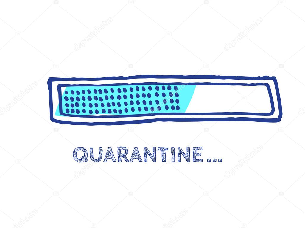 The End of Coronavirus Progress Bar Status.  Infographic Element with 90% Complete Indicator. Website Sketch Bar with Adjustable Fill Part. Quarantine Illustration. COVID-19 Vector Hand Drawn Loader.