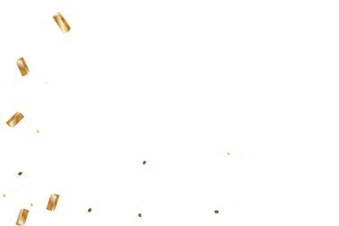  Altın konfetileri, kurdeleler. Parıldıyor. Bokeh geçmişi. Soyut altın yıldönümü davetiye şablonu. Düğün konsepti kartı. Uçan soyut parçacıklar. Patlama kutlama kartı.