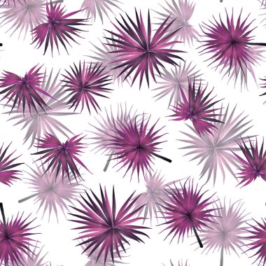 Palm Monstera Kusursuz Düzen. Magenta Tropik Yaz Arkaplanı. Plaj Ormanı Mayo Tasarımı Yaprakları. Lei Uyum. Retro Hawai baskısı. Egzotik doku. Botanik döşemesi.