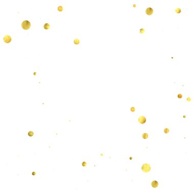 Yuvarlak altın konfetisi. Işık vektörü arka planı kutlar. Suluboya altın parıltılar ve noktalar. Patlama arkaplanı. Noel partisi davetiye şablonu. Düşen altın konfetileri. Parıldayan arkaplan. 