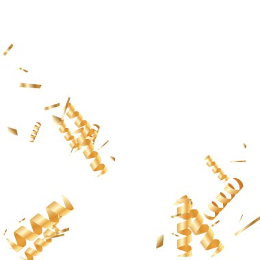  Altın konfetileri, kurdeleler. Parıldıyor. Bokeh geçmişi. Soyut altın yıldönümü davetiye şablonu. Düğün konsepti kartı. Uçan soyut parçacıklar. Patlama kutlama kartı.