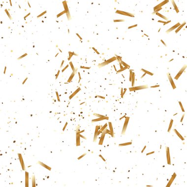  Altın konfetileri, kurdeleler. Parıldıyor. Bokeh geçmişi. Soyut altın yıldönümü davetiye şablonu. Düğün konsepti kartı. Uçan soyut parçacıklar. Patlama kutlama kartı.