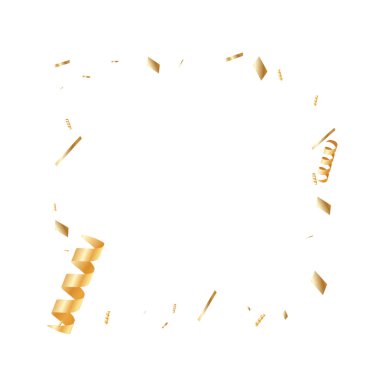  Altın konfetileri, kurdeleler. Parıldıyor. Bokeh geçmişi. Soyut altın yıldönümü davetiye şablonu. Düğün konsepti kartı. Uçan soyut parçacıklar. Patlama kutlama kartı.