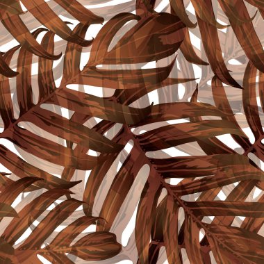 Palm Monstera Kusursuz Düzen. Turuncu Beyaz Tropikal Yaz Arkaplanı. Plaj Ormanı Mayo Tasarımı Yaprakları. Lei Uyum. Klasik Hawai baskısı. Egzotik doku. Botanik fayansları.