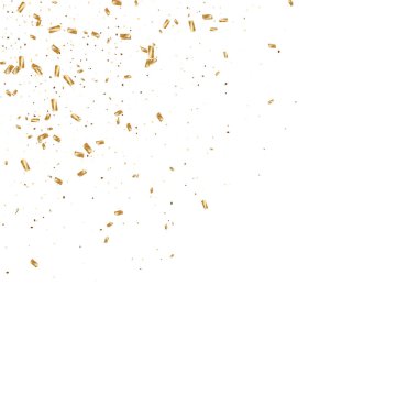  Altın konfetileri, kurdeleler. Parıldıyor. Bokeh geçmişi. Soyut altın yıldönümü davetiye şablonu. Düğün konsepti kartı. Uçan soyut parçacıklar. Patlama kutlama kartı.