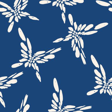 Mavi kelebek dikişsiz iz. Güve deseni. Şirin vektör tasarımı. Retro soyut fayans. Sinek arka planında uçmak. Romantik kelebek devamlı mayo süsü. Doğal organik güve izi..