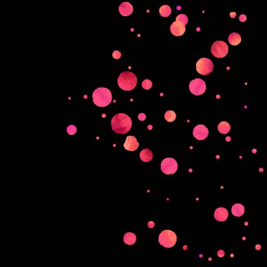 Kırmızı konfeti arka planı. Düşen gül ışıltısı. Davetiye, düğün, doğum günü, Noel kartı için grafiksel tasarım. Mutlu sürpriz fon. Soyut parçacık pankartı. Vektör şenlik konsepti. 