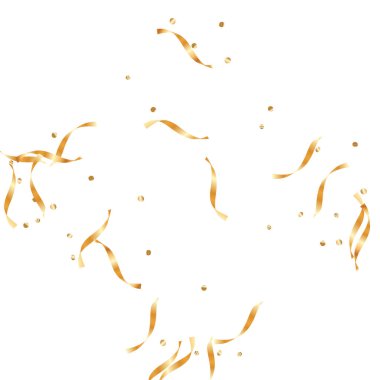  Altın konfetileri, kurdeleler. Parıldıyor. Bokeh geçmişi. Soyut altın yıldönümü davetiye şablonu. Düğün konsepti kartı. Uçan soyut parçacıklar. Patlama kutlama kartı.