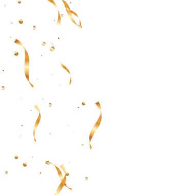  Altın konfetileri, kurdeleler. Parıldıyor. Bokeh geçmişi. Soyut altın yıldönümü davetiye şablonu. Düğün konsepti kartı. Uçan soyut parçacıklar. Patlama kutlama kartı.