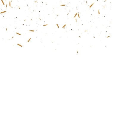  Altın konfetileri, kurdeleler. Parıldıyor. Bokeh geçmişi. Soyut altın yıldönümü davetiye şablonu. Düğün konsepti kartı. Uçan soyut parçacıklar. Patlama kutlama kartı.