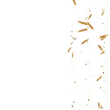  Altın konfetileri, kurdeleler. Parıldıyor. Bokeh geçmişi. Soyut altın yıldönümü davetiye şablonu. Düğün konsepti kartı. Uçan soyut parçacıklar. Patlama kutlama kartı.