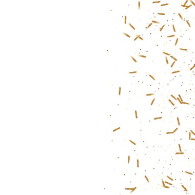  Altın konfetileri, kurdeleler. Parıldıyor. Bokeh geçmişi. Soyut altın yıldönümü davetiye şablonu. Düğün konsepti kartı. Uçan soyut parçacıklar. Patlama kutlama kartı.