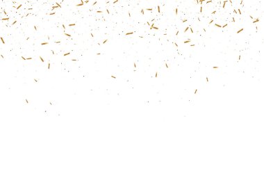 Altın kurdeleli konfeti. Parıldıyor. Bokeh dokusu. Soyut altın odaklı yıldönümü davetiye şablonu. Düğün altın kurdele kartı. Uçan soyut parıltı. Patlama kutlama kartı