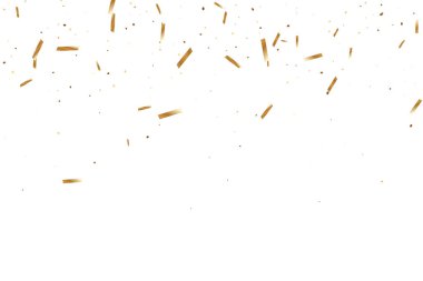  Altın konfetileri, kurdeleler. Parıldıyor. Bokeh geçmişi. Soyut altın yıldönümü davetiye şablonu. Düğün konsepti kartı. Uçan soyut parçacıklar. Patlama kutlama kartı.