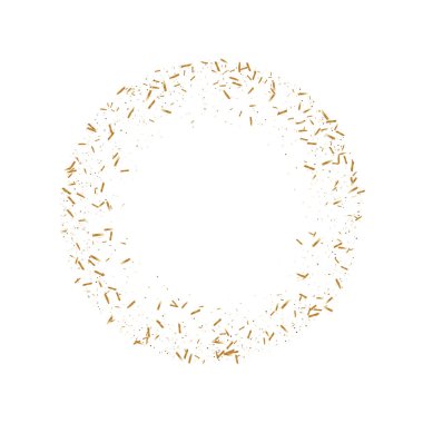 Altın kurdeleli konfeti. Uçan parlak parıltı. Bokeh dokusu. Soyut altın odaklı yıldönümü davetiye şablonu. Düğün altın kurdeleleri. Düşen soyut ışıltı. Patlama doğum günü kartı.