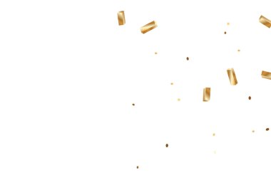  Altın konfetileri, kurdeleler. Parıldıyor. Bokeh geçmişi. Soyut altın yıldönümü davetiye şablonu. Düğün konsepti kartı. Uçan soyut parçacıklar. Patlama kutlama kartı.