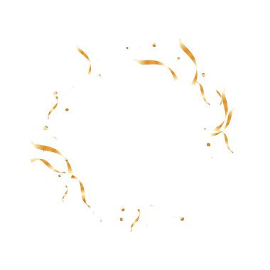  Altın konfetileri, kurdeleler. Parıldıyor. Bokeh geçmişi. Soyut altın yıldönümü davetiye şablonu. Düğün konsepti kartı. Uçan soyut parçacıklar. Patlama kutlama kartı.