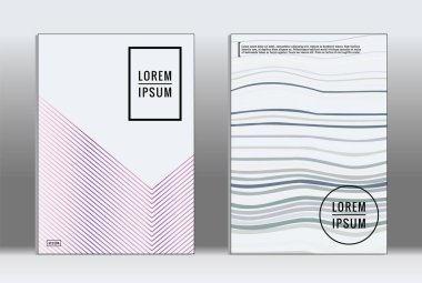 Minimum pankart. Vektör geometrik kaplama. Hippi modası rapor şablonu. Fütürist çizgi gradyan grafik tasarım broşürleri. Moda düzeni asgari düzeyde. Çizgili pankartlar. Retro pankart dizayn seti.