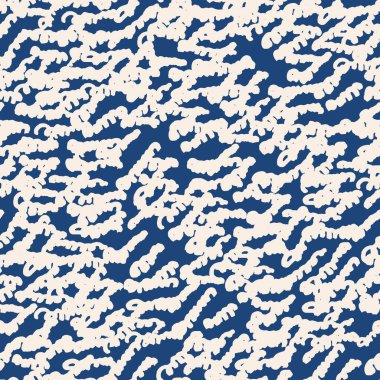 Çizgili doku deseni. İndigo Japon suluboya dikişsiz baskısı. Organik shibori vektör boyası arka plan. Japon kırsal batik kumaşı. Geleneksel modern soyut fayans. Psikedelik halk tasarımı.